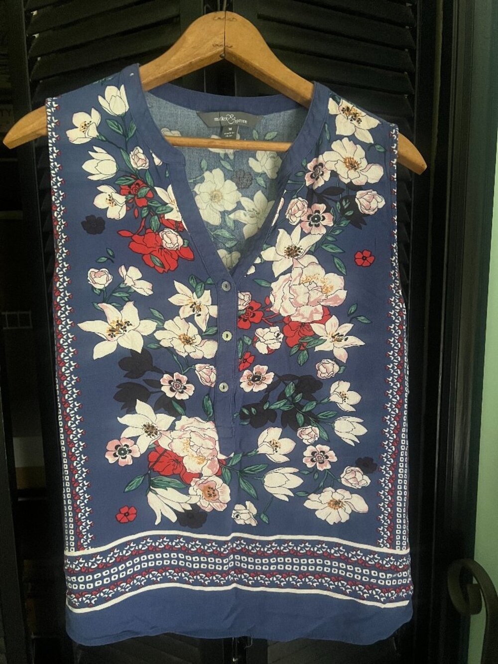 Blue Floral Sleeveless Top Market&Spruce (M)
